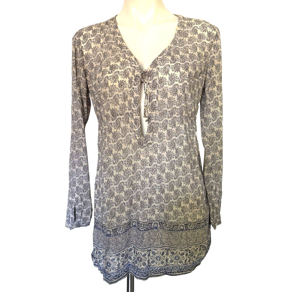 Athleta Kimssa Tunic Paisley Tunic Cover Up XS Beach Coastal Boho Peasant Resort